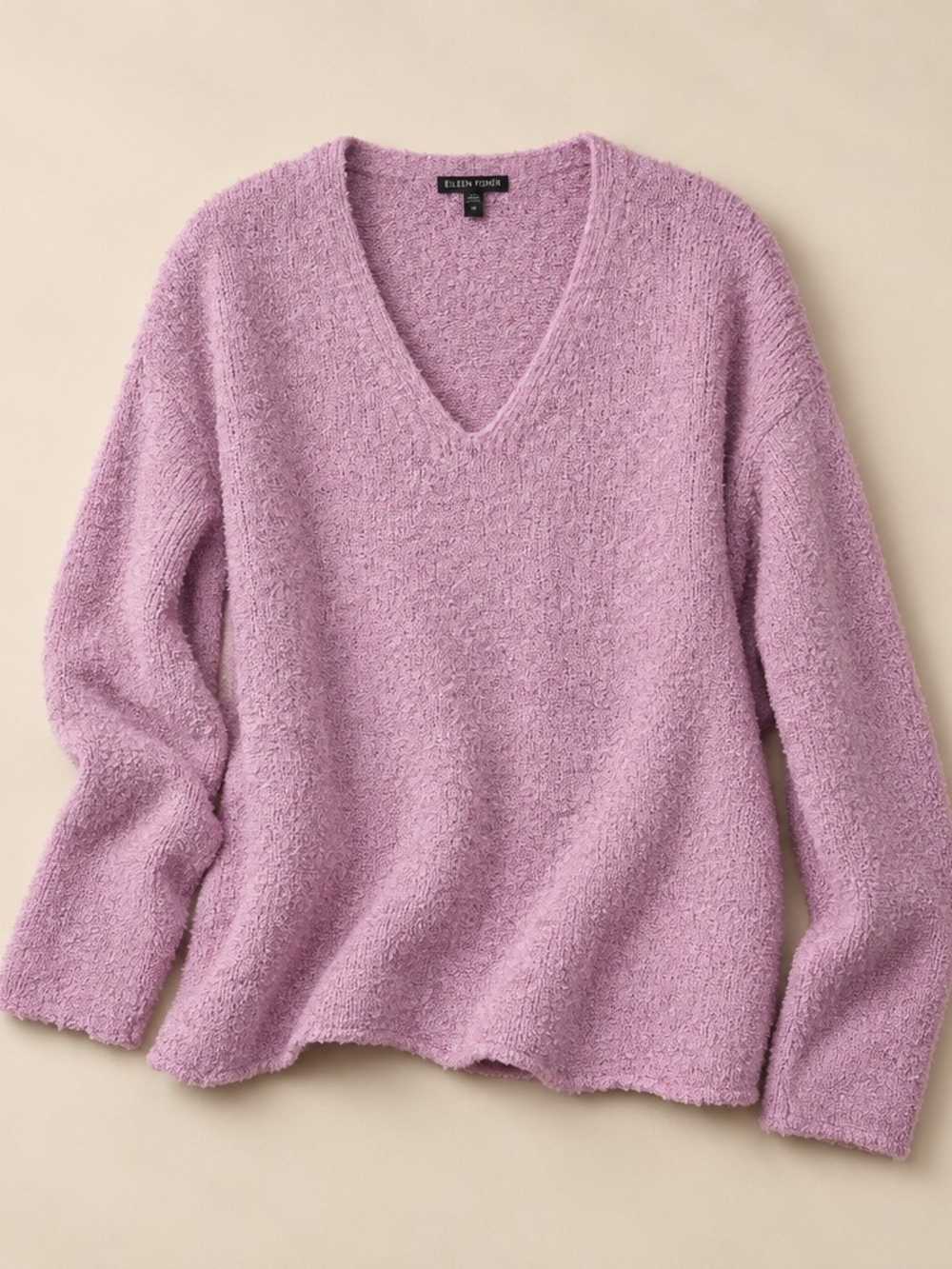 Eileen Fisher Organic Cotton Cashmere Blend Boucle V-Neck Sweater